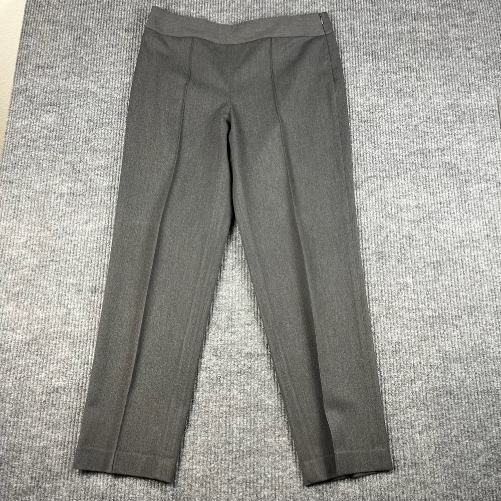 Vtg 90s Talbots Trousers Womens 14 Gray Stretch Pintuck Seam Minimalist Career